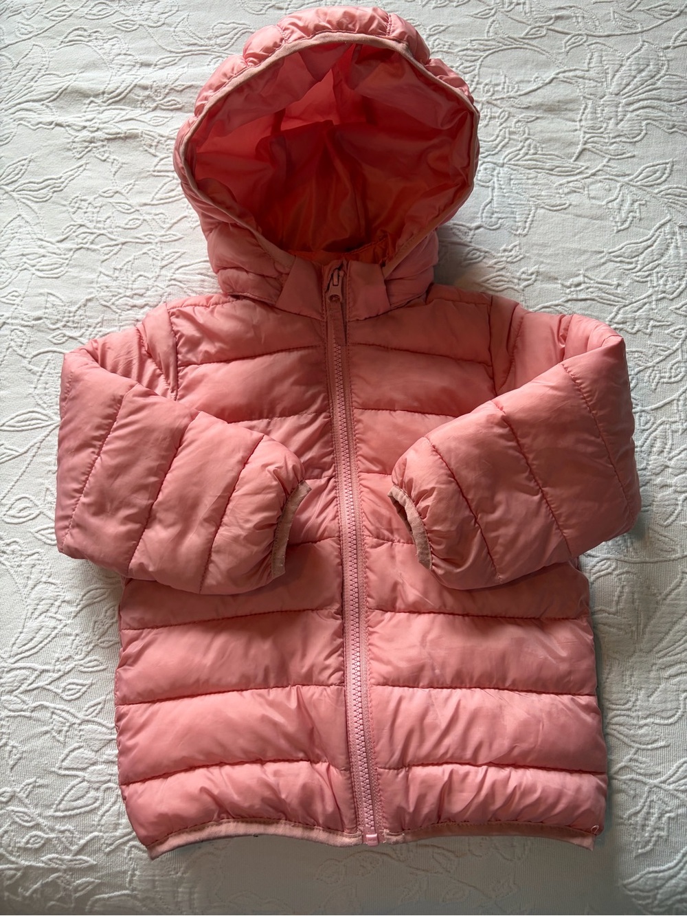 Girls' Pink Hooded Puffer Jacket - H&M 3T